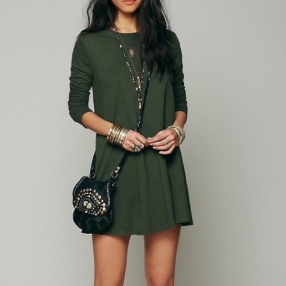 Free People Beach Beatnik Tunic Dress Olive Green